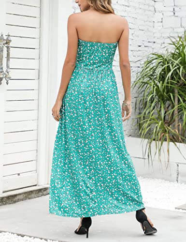 Leadingstar Women 2022 Summer Strapless Boho Ditsy Floral Tube Top Hawaiian Sundresses Beach Party Long Maxi Dress — view 4