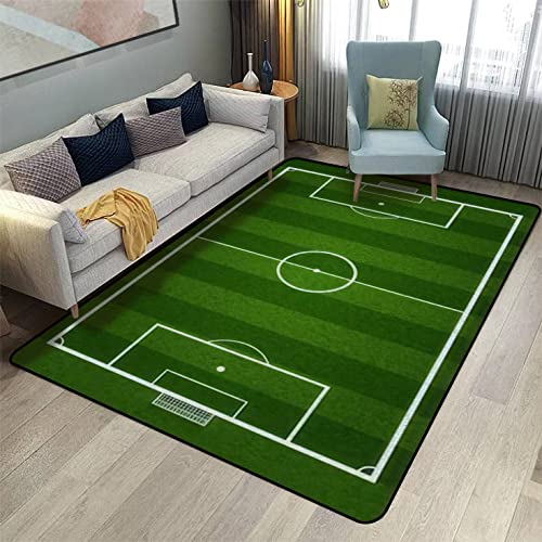 KSYGYFRUDE Low Pile Rug Green Soccer Field or Football Gridiron Non-Slip Soft Area Carpet Doormats Runner Rugs Mat Indoor Outdoor Home Decor for Living Room Bedroom Kids Multi6_pile 63x95inch