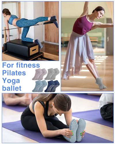 Image of Chuarry 60 Pairs Cotton Yoga Socks Non Slip Skid Sticky Socks for Women Elderly Hospital Pilates Ballet Barre