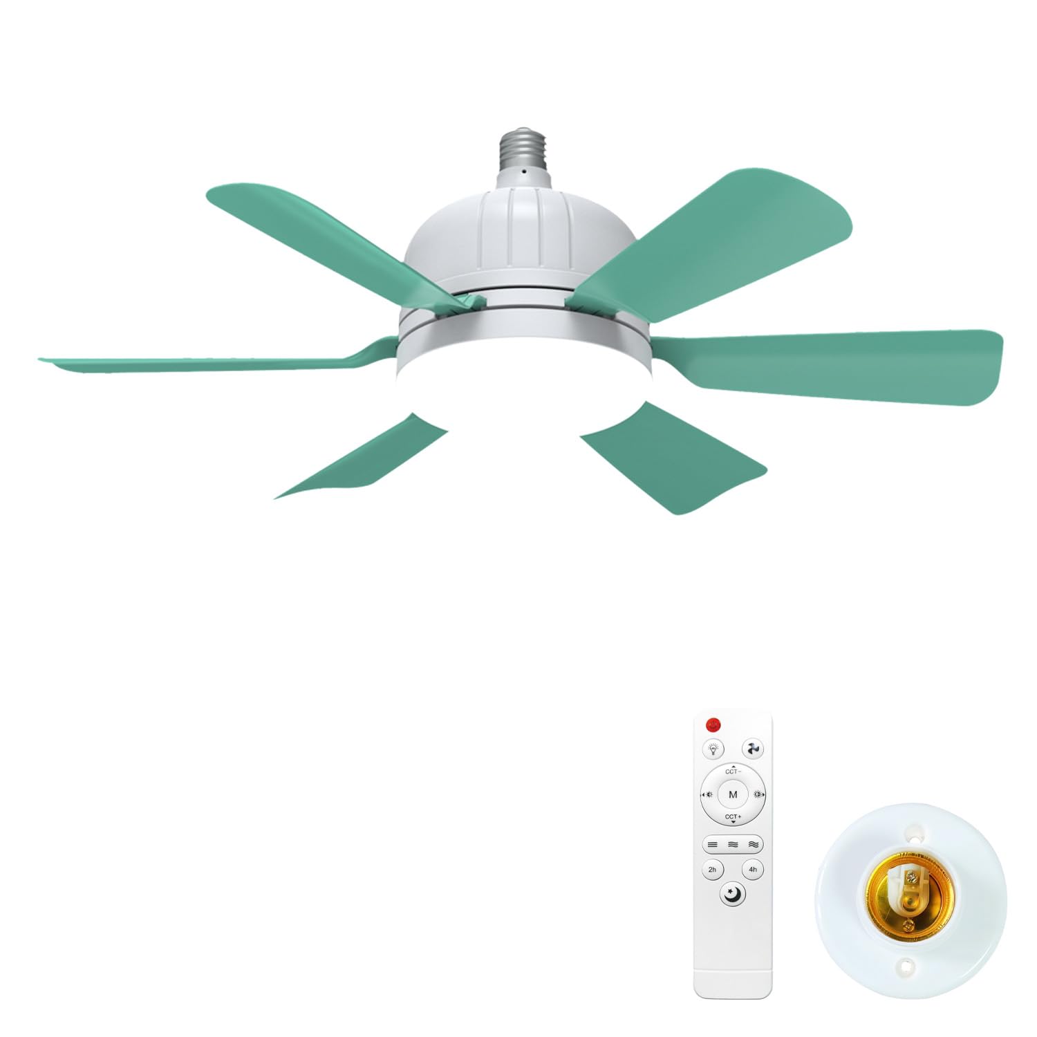 HXYSXHJUO Fan Light - Ceiling Fans with Lights and Remote, 46CM Small 3-Speeds, Time, Dimmable LED, E27 Base for Bedroom Kitchen Room Garage (6 Blades)-F
