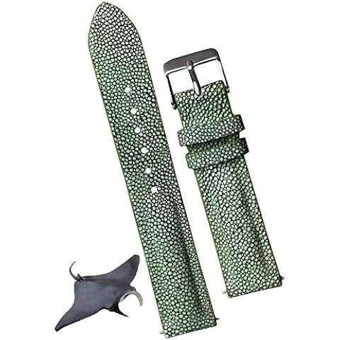 vinacreations 22mm Green Handmade Stingray Leather Watch Band Men Premium Luxury Replacement Buckle Strap by Vietnamese DH-68-22MM Cover