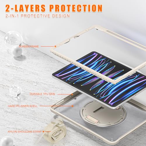 Funda para iPad Pro 12.9 transparente con protector HD y correas 6