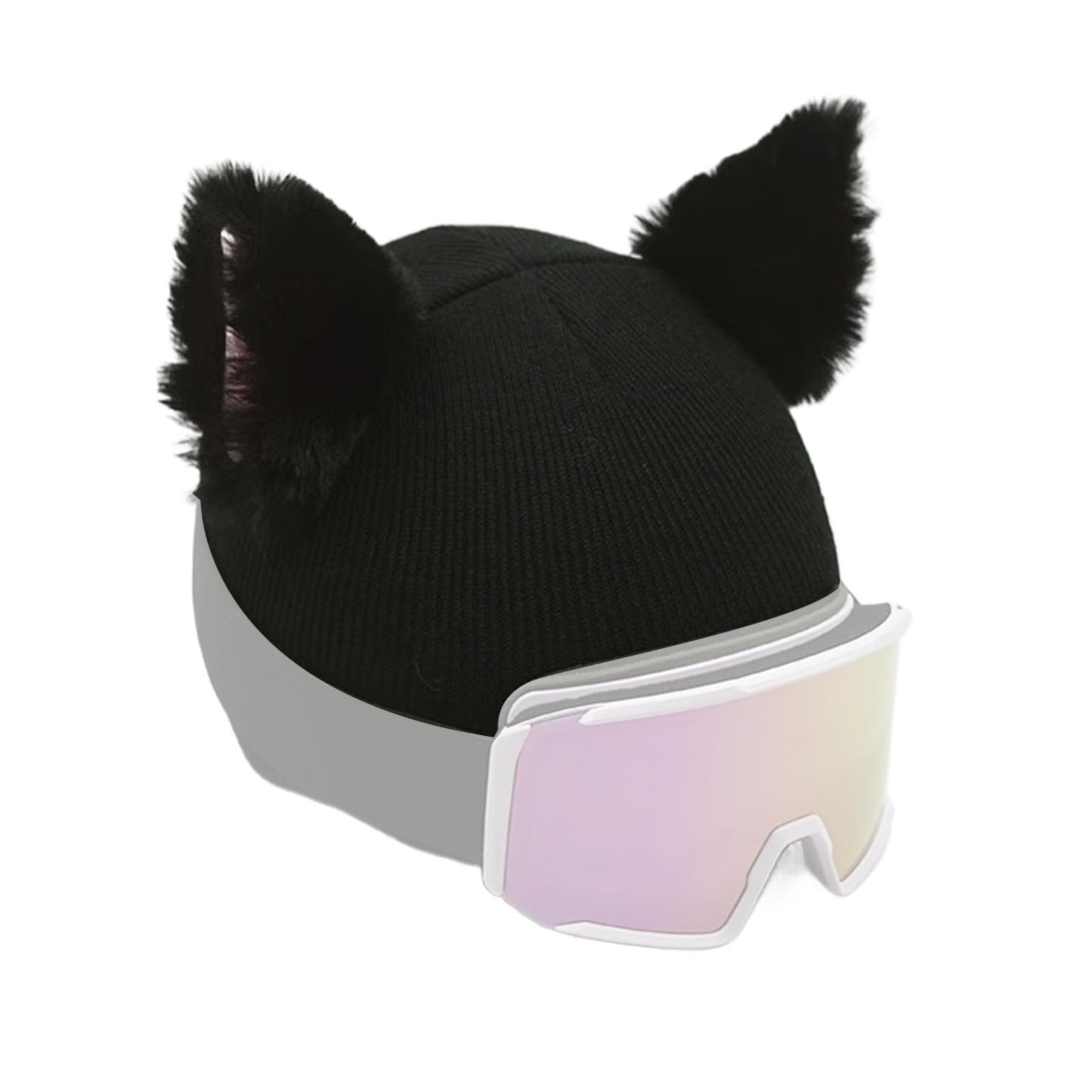 Fundá para Casco con Orejas De Gato: Gorro De Esquí De Felpa, Accesorio De Esquí Suave, Diversión En La Nieve