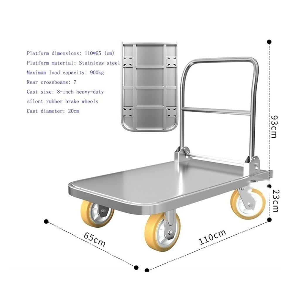 HandTruck, Wielofunkcyjny wózek platformowy z 8-calowym kołem hamulcowym, do transportu bagażu i przeprowadzek,Dolly