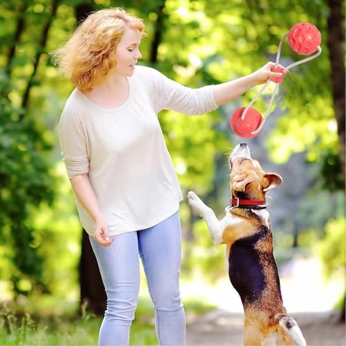 Hundespielzeug mit Saugnapf, interaktives Hundespielzeug, wiederverwendbarer Ball mit Seil, Hundespielzeug, Beißring für kleine und große Hunde