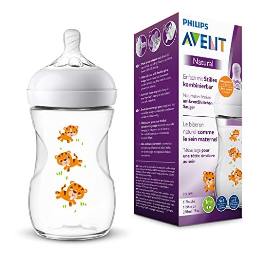 Philips Avent SCF070/20 - Biberón natural de 260 ml, safari tigres