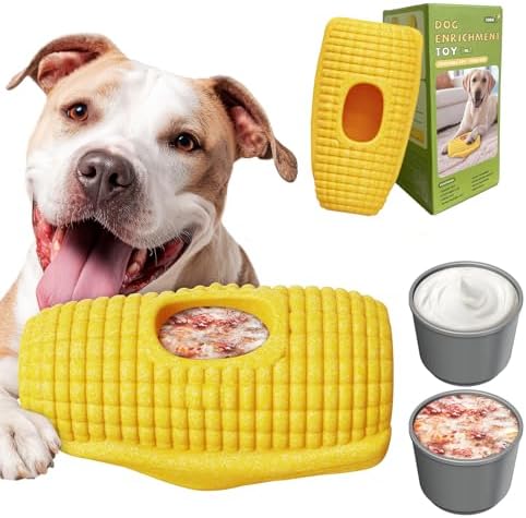 Interactive Dog Toys for Aggressive Chewers, Corn-Shaped Durable Dog Chew Toys for Large & Medium Breeds, Frozen Treat Holder for Anxiety Relief, Christmas Dog Toys Gift to Keep Them Busy