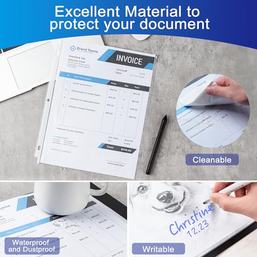 Aegero 65 Pack Clear Sheet Protectors, 8.5 x 11 inch Page Protectors for 3 Ring Binder,Top Loading Paper Protector for Documents and Photos,Letter Size image 3