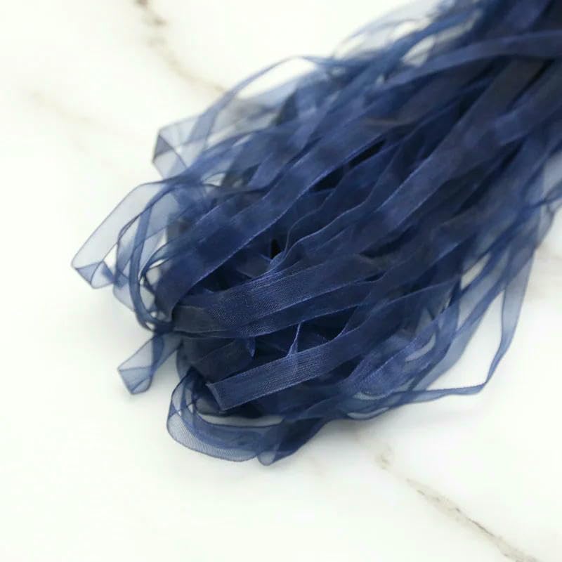 Band, Ballonband, 1/4 Zoll Organzaband Mehrfarbig(Dark blue)