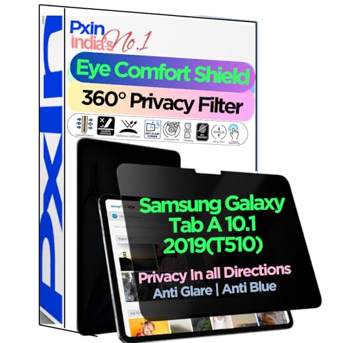 Image of PxIn Tablet Privacy Screen Guard compatible with Samsung Galaxy Tab A 10.1 2019(T510) | No.1 | Anti Glare | Anti Blue Light | Anti UV | 4 Way Privacy Filter | 360 Privacy | Eye Protect
