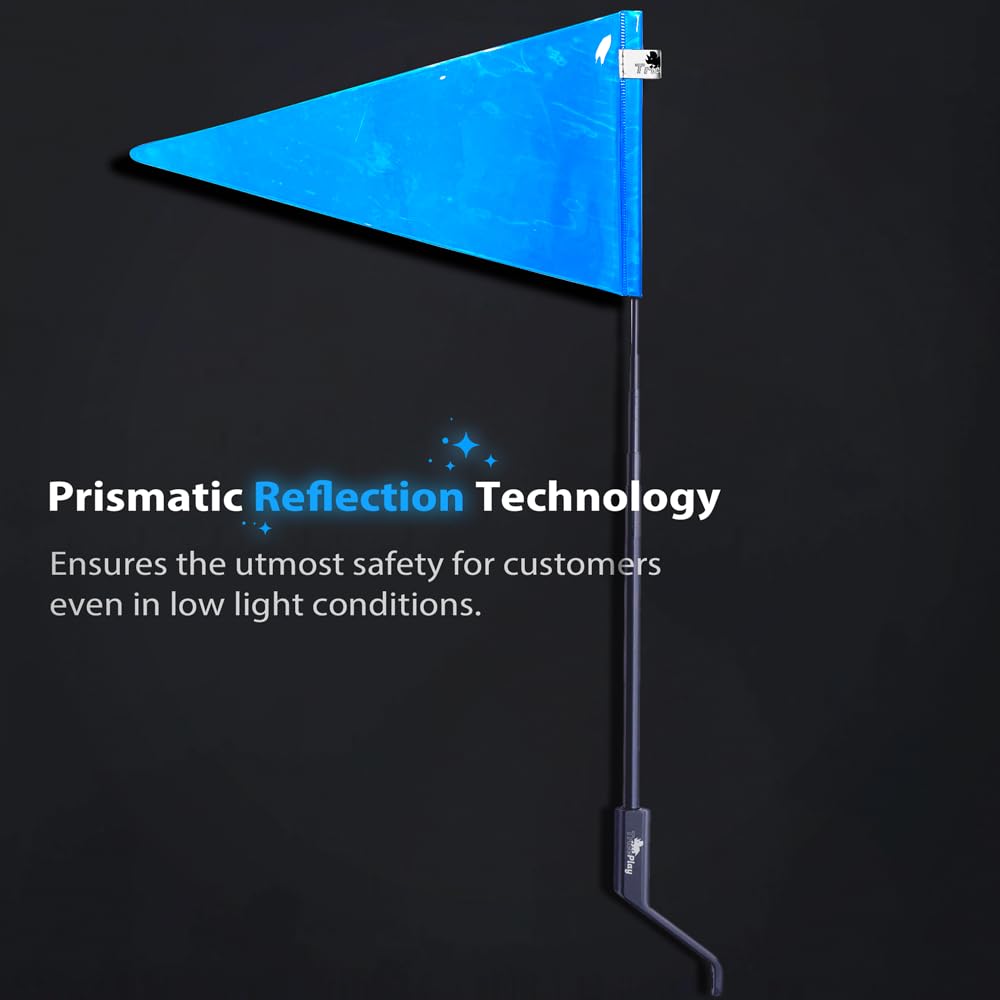 Triceplay Carbon Fiber Telescopic Reflective Safety Bike Flag - High Visibility for Kid Bike, Trailer, Ocean Blue