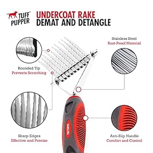 Tuff-Pupper-Dog-Undercoat-Rake-Tool-Easily-Safely-Remove-Dead-Matted-Or-Knotted-Hair-Ergonomic-Dematting-Comb-For-Thick-Coats-Non-Slip-Safety-Handle-Provides-Precision-Control-Against-Knots - Cucciolini Doodles   Tuff-Pupper-Dog-Undercoat-Rake-Tool-Easily-Safely-Remove-Dead-Matted-Or-Knotted-Hair-Ergonomic-Dematting-Comb-For-Thick-Coats-Non-Slip-Safety-Handle-Provides-Precision-Control-Against-Knots