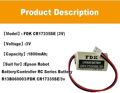 Miniatura 2 de Paquete de 15 unidades para FDK CR17335SE 3V PLC Batería para controlador de robot Epson Serie RC Batería R13B060003 (enchufe blanco)