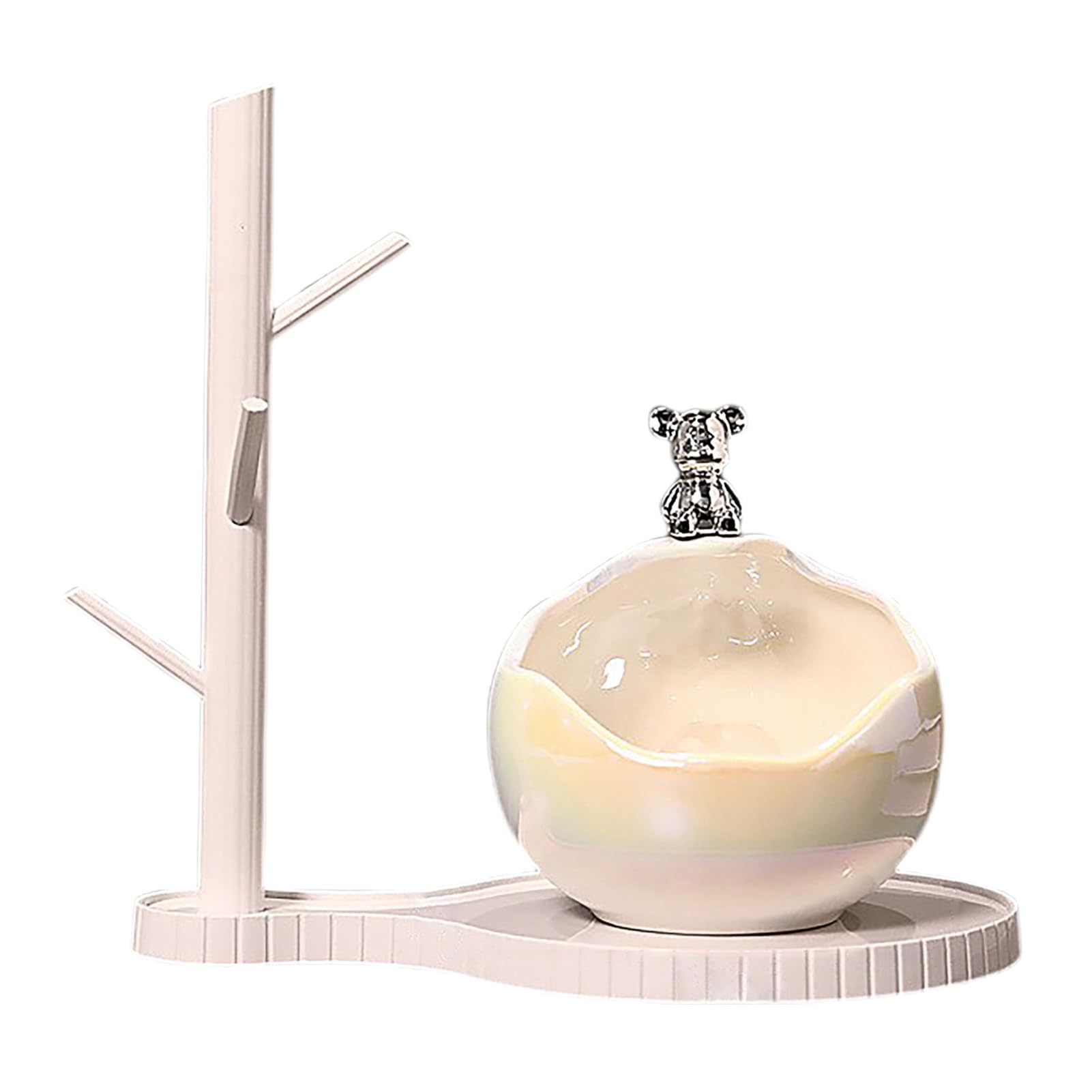 Plateau de rangement - Statue de porte-clés - Décoration de bol à bonbons en céramique - Statue d'ours avec bol à bonbons - Bol décoratif pour clés (B