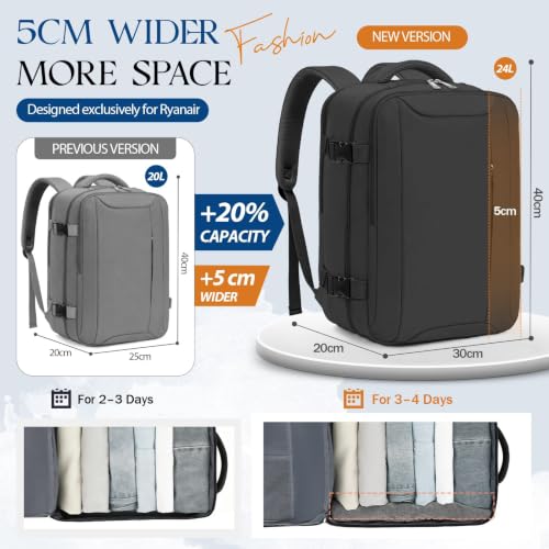 Sac Cabine Ryanair 40X30X20 : VMIKIV Sac a Dos Voyage Cabin Avion 40x30x20 Bagages Cabine Ryana... – Image 3