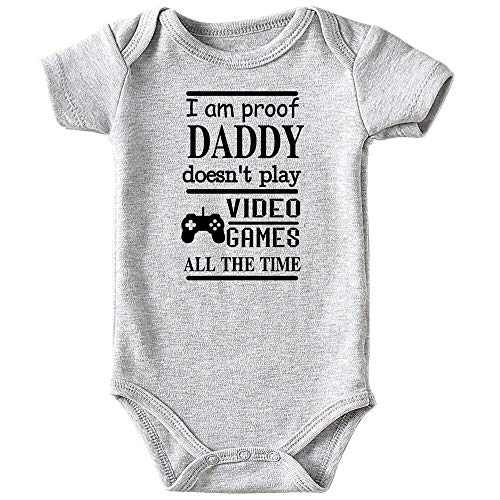 Daddy Play Games Baby Boy Clothes Unisex Funny Baby Girl Onesies 0-3 Months (Gray,3-6Months)