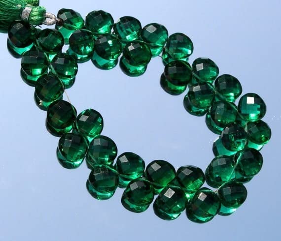 Quartz vert en perles briolettes coeurs facettées de 10x9mm pour bijoux raffinés