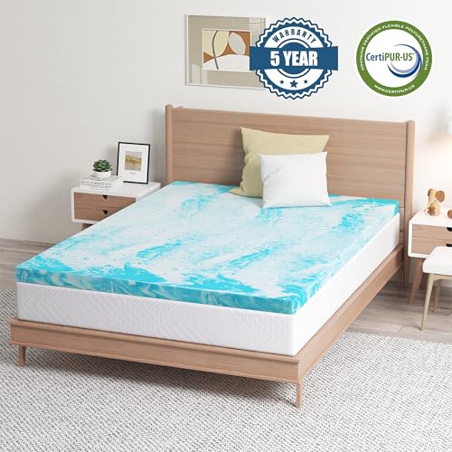 Image of EGO 4 Inch Full Mattress Topper Gel Memory Foam for Pressure Relief | Cooling Gel Infused, Ventilated Design Bed Topper in a Box, CertiPUR-US Certified, 75 inchLx54 inchW