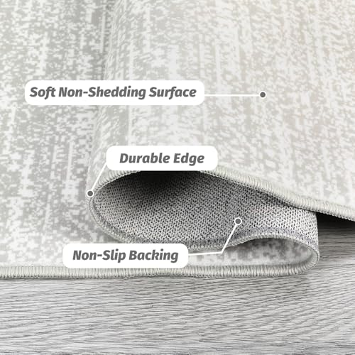 9x12 Washable Area Rugs for Living Room, Soft Modern Large Bedroom Rug Foldable Low Pile Indoor Floor Carpet for Bedroom Dining Room, Grey
