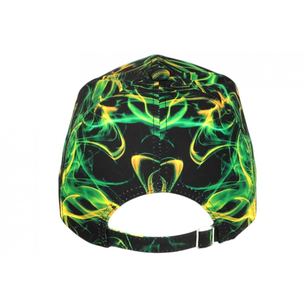 Hip Hop Honour Casquette Enfant NY Verte Effet Flamme Jaune - Fille Garçon 7 a 12 Ans