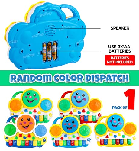 Image of zest 4 toyz Toys Drum Keyboard Musical Piano with Flashing Lights Animal Sounds and Songs Battery Operated Toys for Kids (Multi Color) Pack of 1