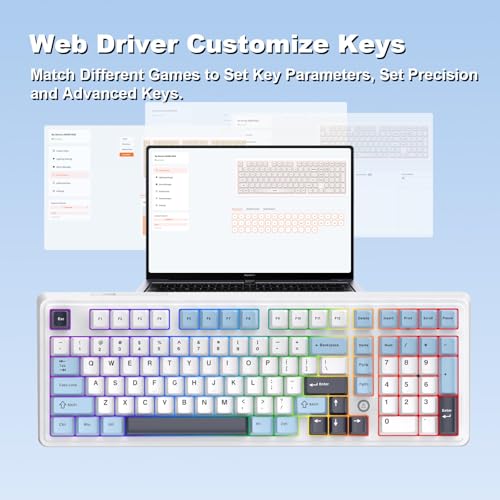 Image of Ajazz AK980MAX Wired Magnetic Axis Mechanical Keyboard, 98% Hot-Swappable Custom Keyboard with RGB Backlighting, Pre-Lubricated Switches, PBT Keycaps, Suitable for MAC /Win /Visa /PC