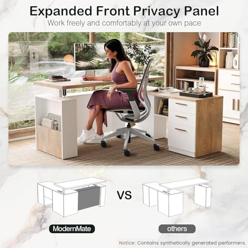 Image of ModernMate 63 inch L Shaped Executive Standing Desk with 3 Drawers