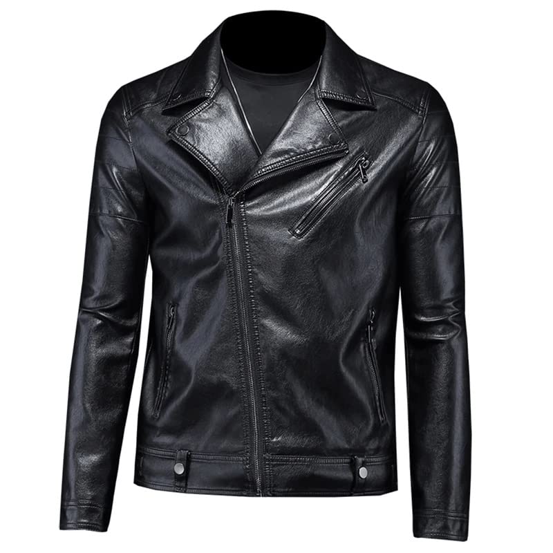Chaqueta de cuero impermeable para hombre miniatura 2
