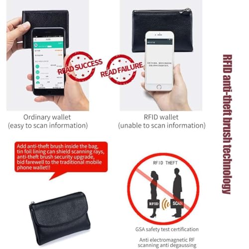 Joyfullygo Wallet, Relevantk Wallet Unisex Pebble Leather Wallets Coin Purse with Credit Card Holder (Black)2
