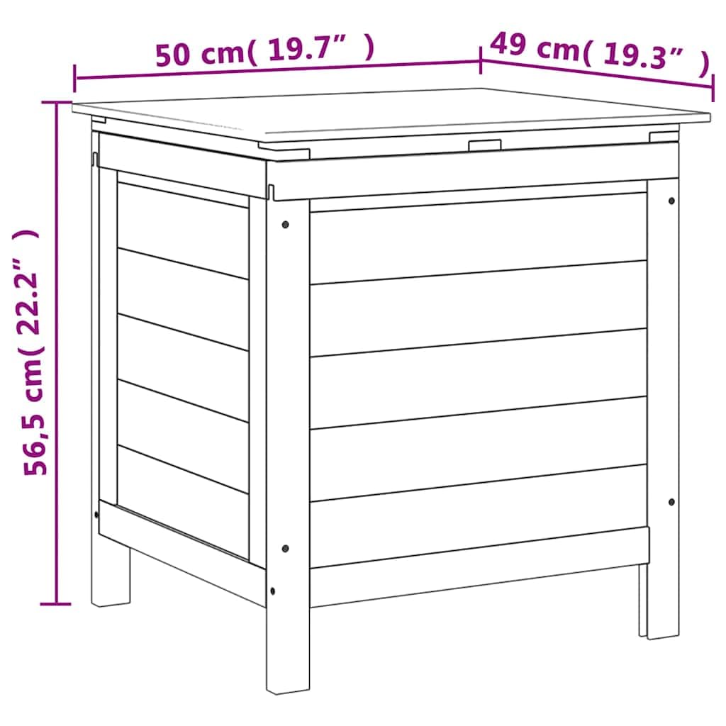 Scatola di immagazzinaggio da giardino marrone, 50 x 49 x 56,5 cm, in legno massello, con albero di stoccaggio, scatola per cuscini per esterni interni, giardino, balcone o terrazza