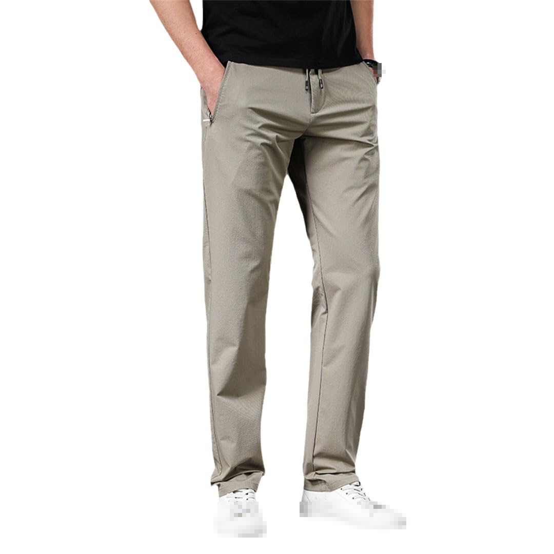 Pantalones Casuales De Hombre Pantalones Casuales Delgados De Verano Pantalones Sueltos con Cordón Recto Medio
