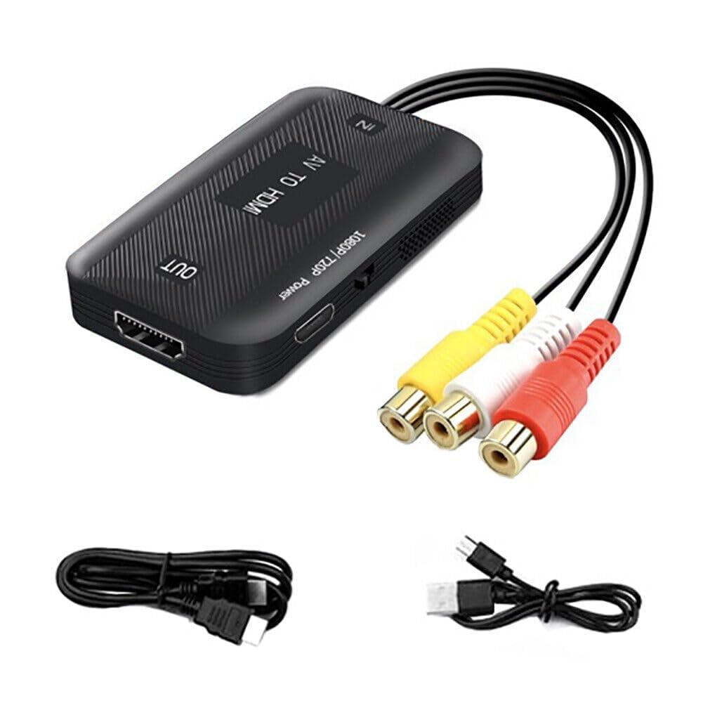 KASTWAVERCA to HDMI Converter, 1080P Mini RCA Composite CVBS Video Audio Converter Adapter Supporting PAL/NTSC for TV/PC/ PS3/ STB/Xbox VHS/VCR/Blue-Ray DVD Players with USB Power Cable