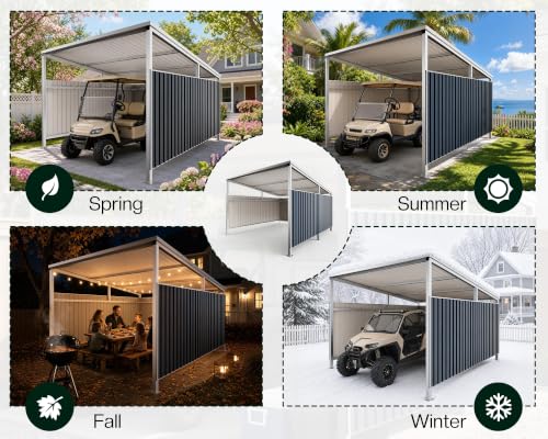 Image of Jocisland 11x10 FT Heavy Duty Sloped Roof Metal Carport with Side Panels