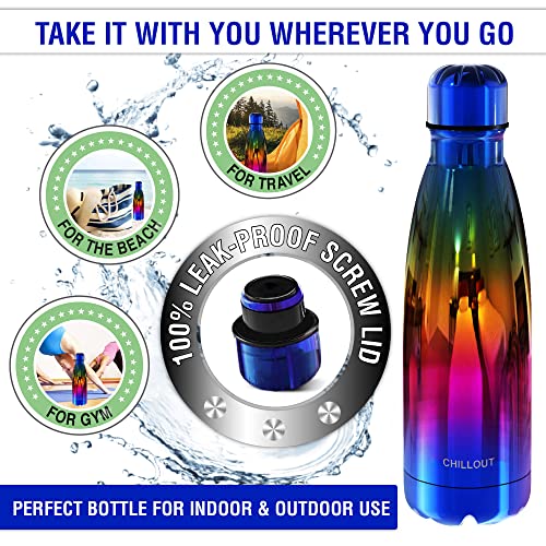 Image of CHILLOUT LIFE 17oz Insulated Stainless Steel Water Bottle, Leak Proof
