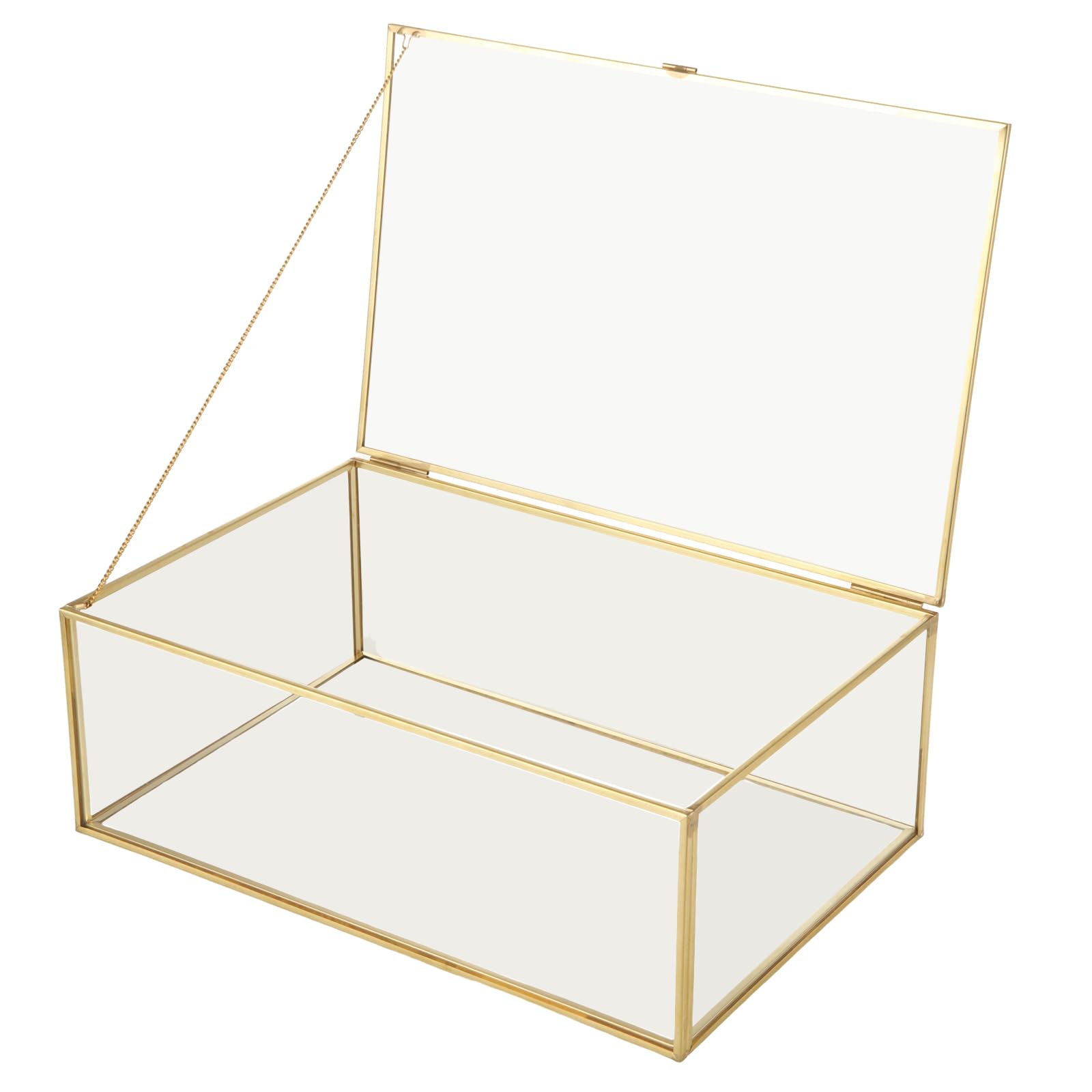 Boîte à bijoux dorée en verre au design rétro chic et finitions haut de gamme
