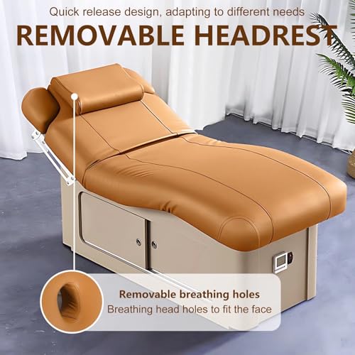 Larnavo Massage Table-Electric Massage Table with Brown Luxury Style, Beauty Bed Includes Multi-Angle Lifting, Smart Heating, Pneumatic Armrests(76.77IN) - Image 5