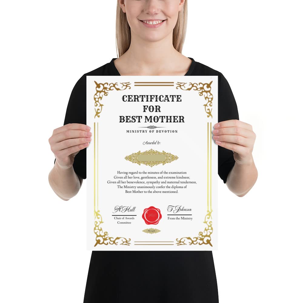Cadeau Fête des Mères : certificat de la meilleure maman pour lui dire je t'aime