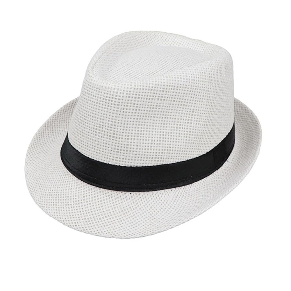 Generic Sombrero Panama Unisex Sombrero Fedora Trilby Sombrero de Paja Sombrero Sol de Verano Beach Sun Cap Sombrero Copa Gorra de Jazz para Hombre Mujer Niño