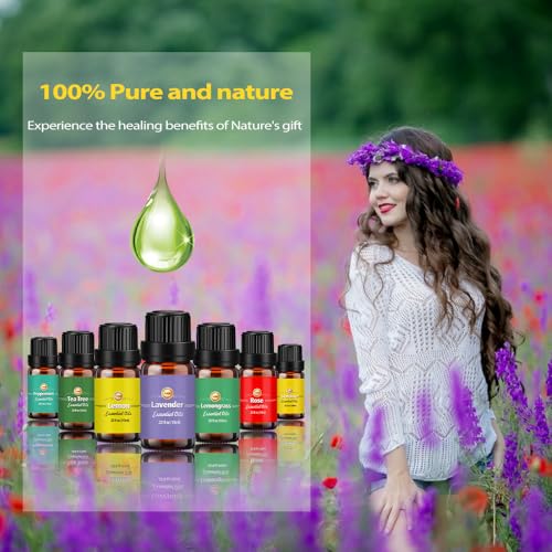 Ätherische Öle Set 18 x 10 ml, Teebaum, Lavendel, Eukalyptus, Weihrauch, Zitronengras, Rosmarin, Orange, Minze, Zitrone, Bergamotte, Ylang-Ylang, Grapefruit, Kamille, Rose, Vanille, Patchouli Salbei