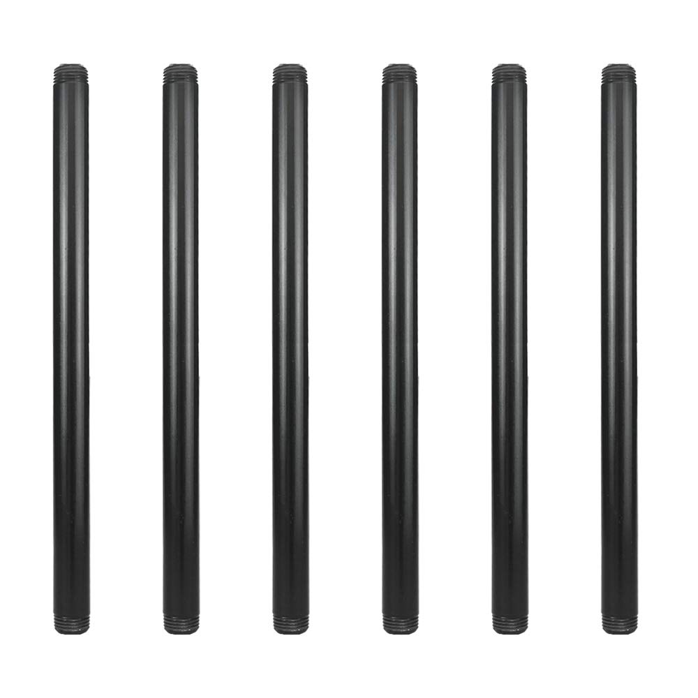 GeilSpace 6 Pack 1/2" × 14" Pre-Cut Black Metal Pipe, Industrial Steel Fits Standard Half Inch Black Threaded Pipes and Fittings - Vintage DIY Industrial Shelving (1/2" × 14")