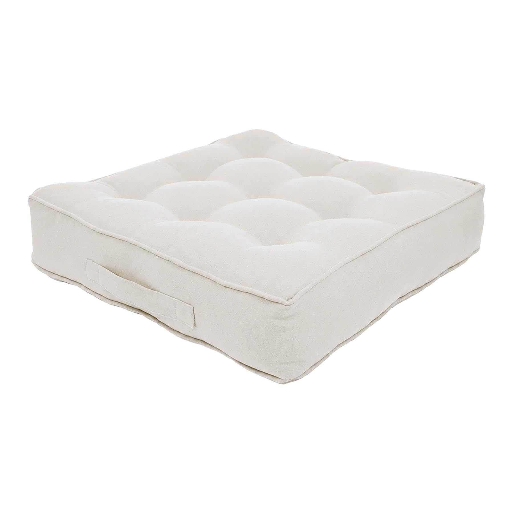 Harbour Housewares Square Armchair Booster Cushion - 50 x 50cm - Cream - 1x Large Extra Thick Foam Garden Dining Office Chair Seat Sofa Support Pillow Pad for the Elderly