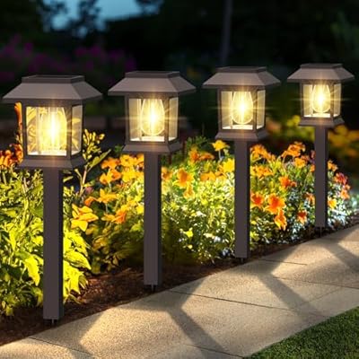 Benany Solar Pathway Lights Outdoor, 12 Pack Upgraded LED Waterproof Solar Outdoor Lights, Outside Driveway Garden Landscape Walkway Path Yard Lawn Decor