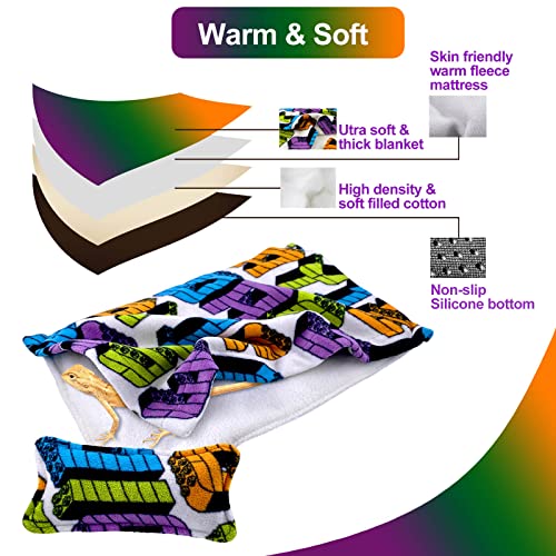 Bearded Dragon Bed with Pillow & Blanket - Pet Habitat Accessory