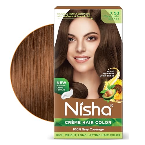 Image of Nisha Creme Hair Color Cream Cool Blonde, 150g, Long Lasting Hair Dye for Grey Coverage, Natural Shine, Smooth Finish, For Men & Women, Pack of 1