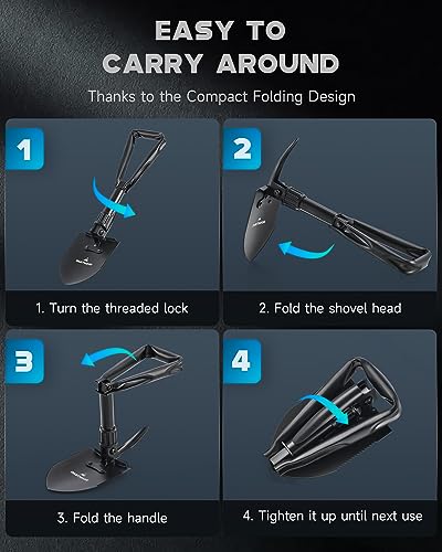 Dartmoor BN-OMS-201G-BK Mini Folding Shovel High Carbon Steel, Portable Lightweight Outdoor Tactical Survival Foldable Mini Shovel thumb #3