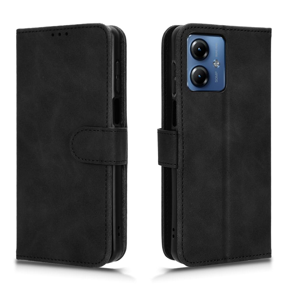 Custodia Portafoglio In Pelle PU Per Motorola Moto G14, Con Supporto E Slot Carte, Colore Rosso