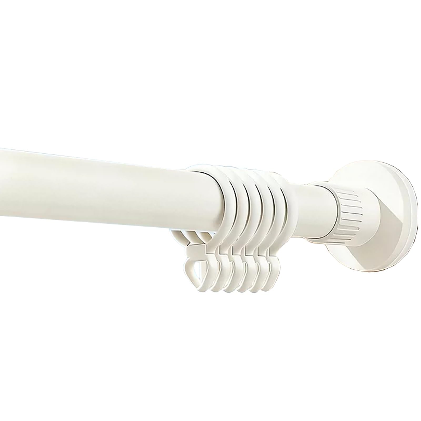 Carbon Steel Tension Curtain Rod with 20 Rings, Spring Loaded Adjustable 28-161in Waterproof Rust Proof, for Bathrooms Bedrooms Small Windows(White,310-360cm/122-142in)