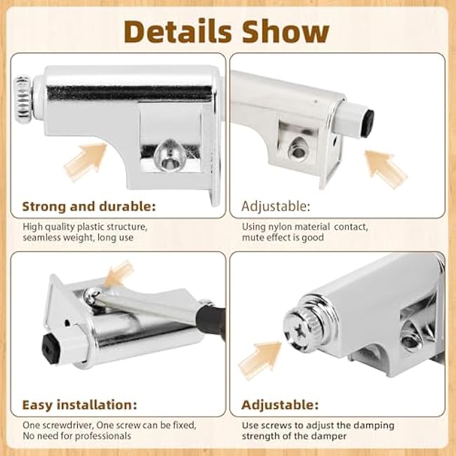 5 Pcs Soft Close Cabinet Door Damper, Universal Soft Close Door Dampers for Cabinet Doors/Wardrobe/Kitchen/Bookcases, Hydraulic Cabinet Buffer Damper, Silent Door Closing, with self-Closing Mechanism