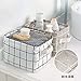 FocuH Stylish Storage Basket Cotton and Linen Fabric Mini Storage Cubes Nursery Storage Baskets with Handles for Shelves & Desks (Set of 3)