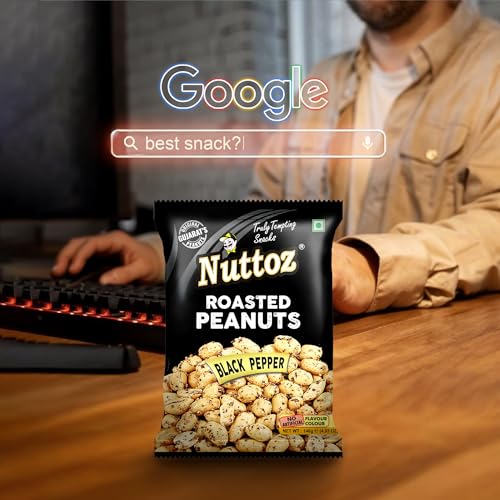 Image of Nuttoz Roasted Peanut Black Pepper - Pack of 2 (140gm each) | Jumbo Roasted Moongfali | Non Fried Ready to Eat Healthy Snack | Crunchy Snack and Namkeen